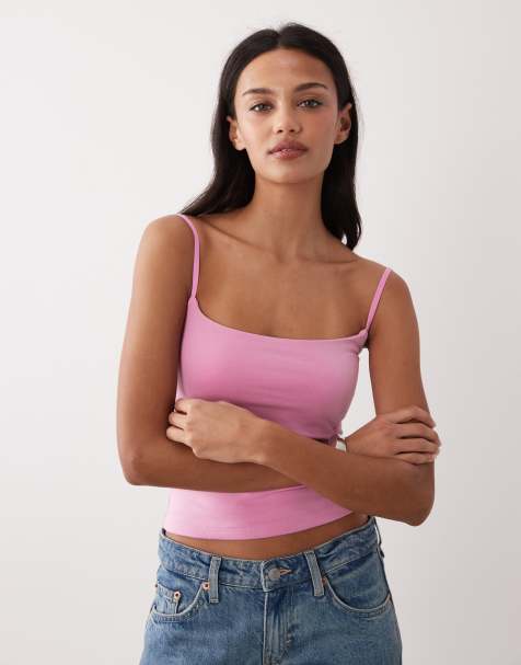 Abercrombie & Fitch – Camisole im 90er-Stil in Rosa mit integriertem BH - view 1