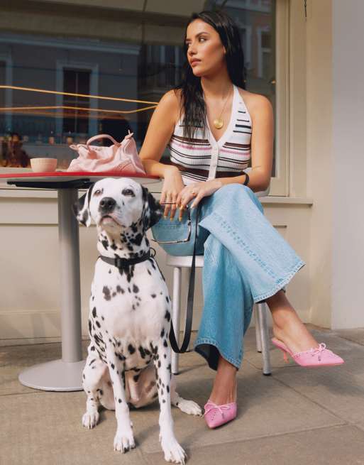 Abercrombie & Fitch - Canotta a coste a righe multicolore allacciata al collo