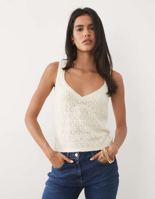 Abercrombie & Fitch - Canotta soffice traforata color crema, 2 di 4
