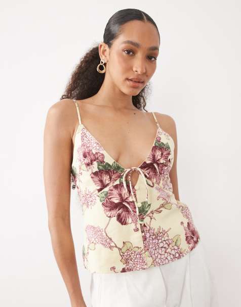 Abercrombie & Fitch - Canottiera gialla a fiori con scollo a V e spalline sottili - view 1