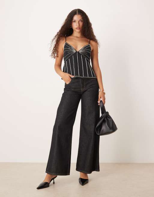 Abercrombie & Fitch - Canottiera nera con perline, 2 di 4