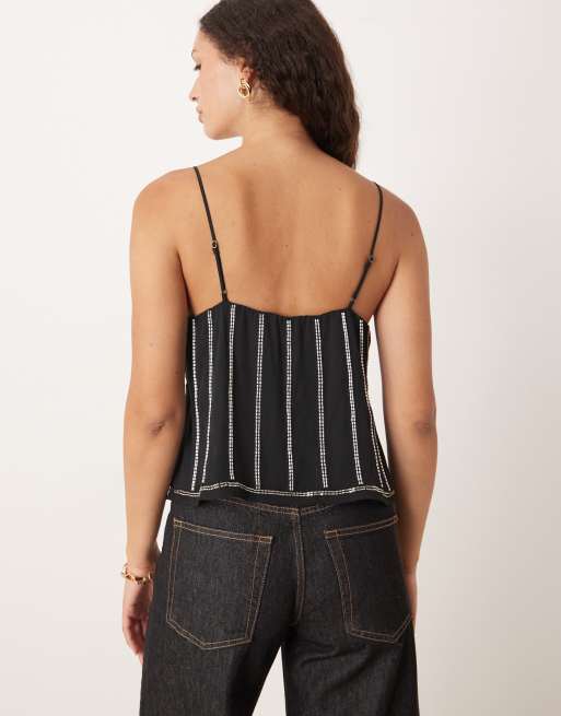 Abercrombie & Fitch - Canottiera nera con perline, 3 di 4