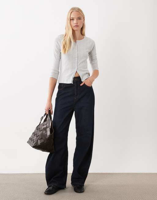 Abercrombie & Fitch canottiera traforata e cardigan in grigio chiaro, 2 di 4