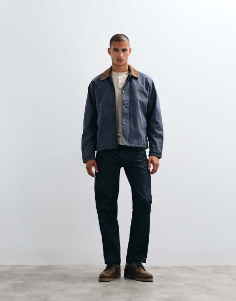 Abercrombie & Fitch canvas arbetsjacka med dragkedja i navy - view 1