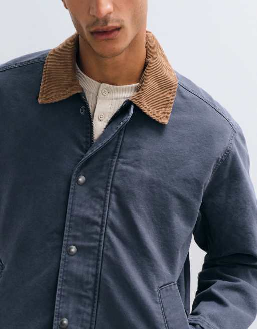 Abercrombie & Fitch canvas arbetsjacka med dragkedja i navy, 4 av 5