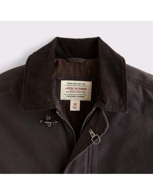 Abercrombie & Fitch Canvas fireman clasp jacket in dark brown, 2 of 3