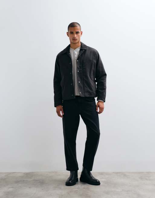 Abercrombie & Fitch canvas worker jack met rits in zwart, 2 van 5