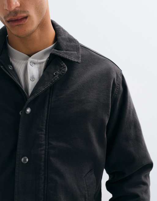 Abercrombie & Fitch canvas worker jack met rits in zwart, 5 van 5