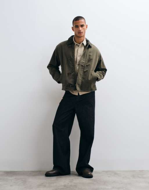 Abercrombie & Fitch canvas worker jack met ritssluiting en sluitingen van hardware in kaki, 2 van 5