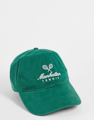 Abercrombie & Fitch cap with manhattan tennis print in green