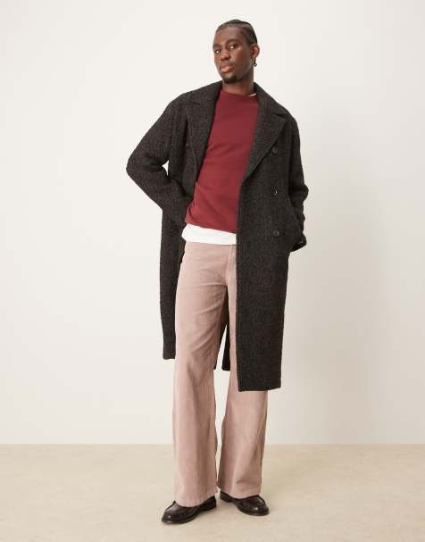Abercrombie & Fitch - Cappotto doppiopetto misto lana marrone a spina di pesce - view 1