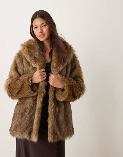 Abercrombie & Fitch - Cappotto in pelliccia sintetica marrone - view 1