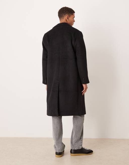 Abercrombie & Fitch - Cappotto lungo in misto lana nero, 3 di 5