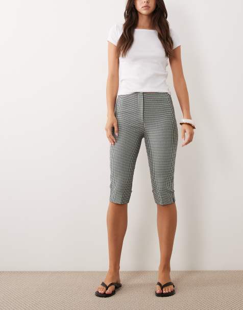 Abercrombie & Fitch – Caprihose aus Bengaline mit Vichy-Karomuster und hohem Bund - view 1
