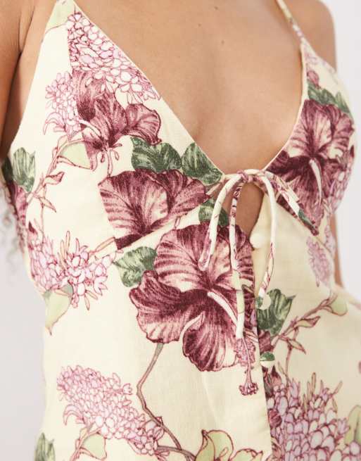 Abercrombie & Fitch - Caraco à col en V - Jaune à fleurs, 2 de 4