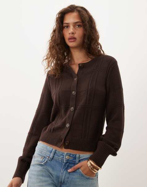 Abercrombie & Fitch - cárdigan de punto con cuello redondo en marrón - view 1