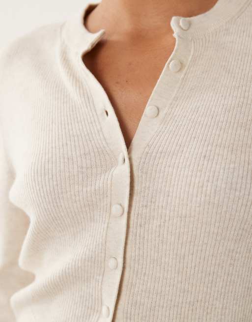 Abercrombie & Fitch cardigan micro en maille crème, 3 de 4