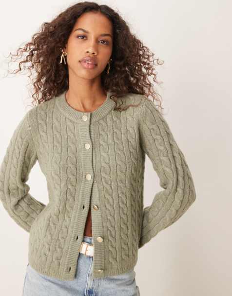 Abercrombie & Fitch - Cardigan verde in maglia con bottoni - view 1