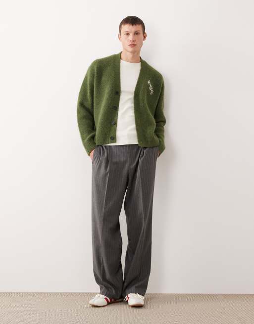 Abercrombie & Fitch - Cardigan verde oversize con logo, 3 di 5