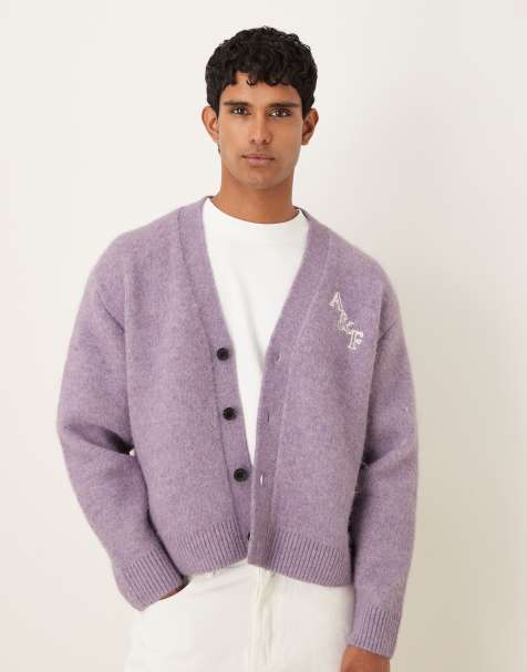 Abercrombie & Fitch - Cardigan viola oversize con logo - view 1