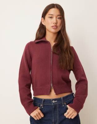 Abercrombie & Fitch - Cardigan zippé - Bordeaux-Rouge