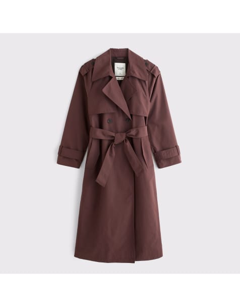 Abercrombie & Fitch Carrie long trench coat in brown - view 1