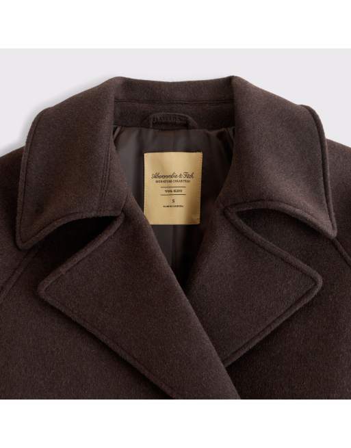 Abercrombie & Fitch Carrie short wool-blend trench coat in dark coffee, 2 of 3