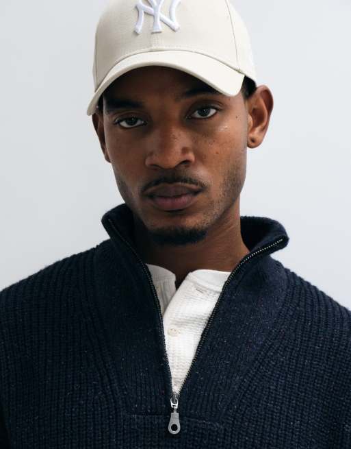 Abercrombie & Fitch casual knitted 1/4 zip jumper in navy, 3 of 5