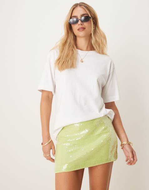 Abercrombie & Fitch sequin skort in lime