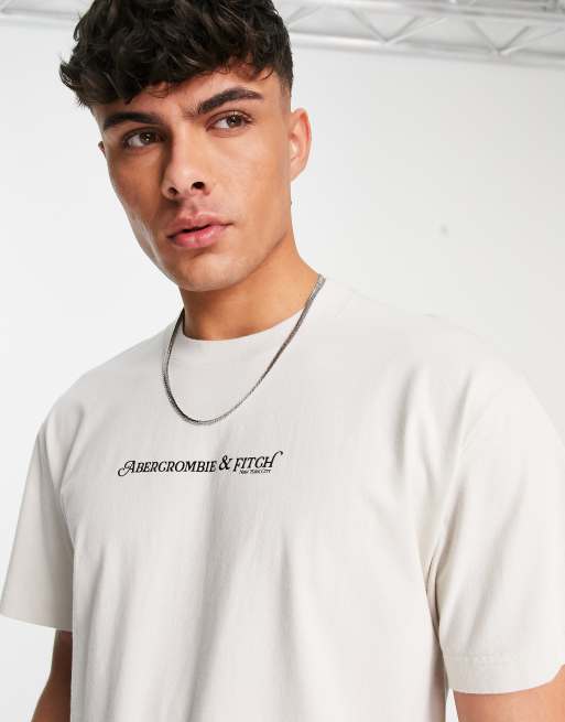 Abercrombie & Fitch central gel logo heavyweight oversized t-shirt in ...