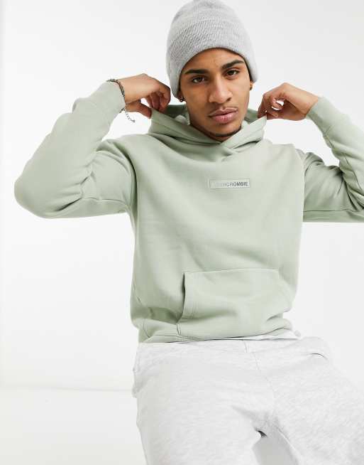 Abercrombie & Fitch central tonal logo hoodie in green