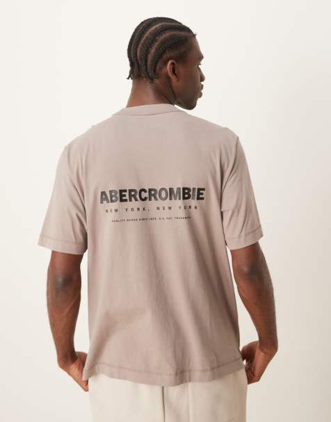 Abercrombie & Fitch centre and back logo print vintage oversized fit t-shirt in brown - view 1