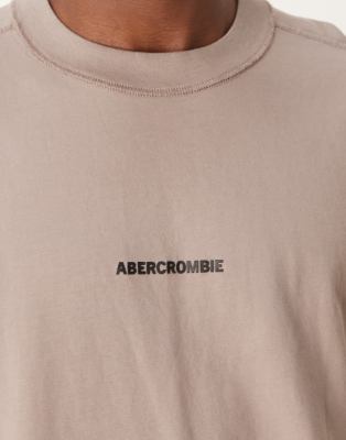 Abercrombie & Fitch centre and back logo print vintage oversized fit t-shirt in brown