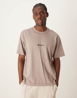 Abercrombie & Fitch centre and back logo print vintage oversized fit t-shirt in brown