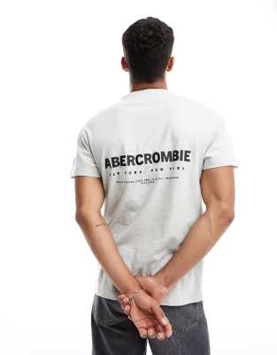 Abercrombie & Fitch centre front and back logo oversized fit t-shirt in grey marl - ASOS Price Checker