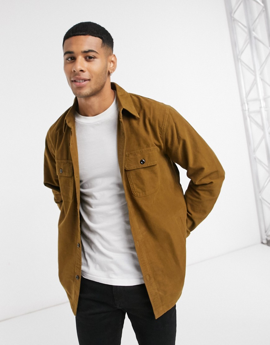 Abercrombie & Fitch chamois shirt jacket in coffee brown
