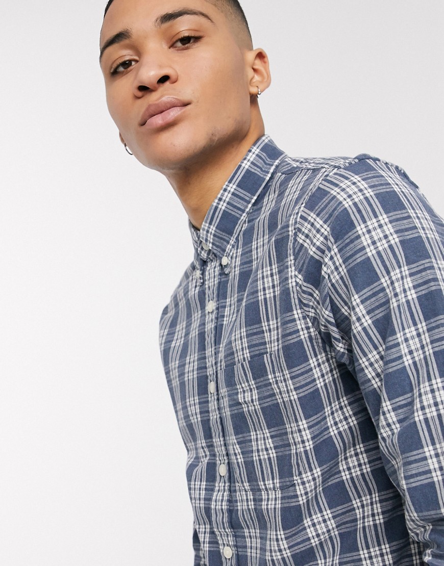 Abercrombie & Fitch checked oxford shirt-Navy