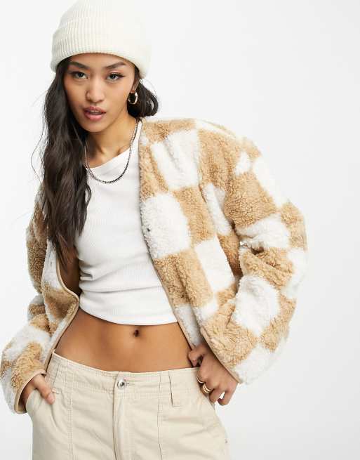 Abercrombie & Fitch checkered liner jacket in stone, 2 of 4