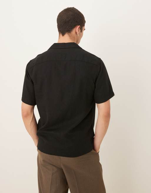 Abercrombie & Fitch - Chemise à manches courtes en lin - Noir, 3 de 4