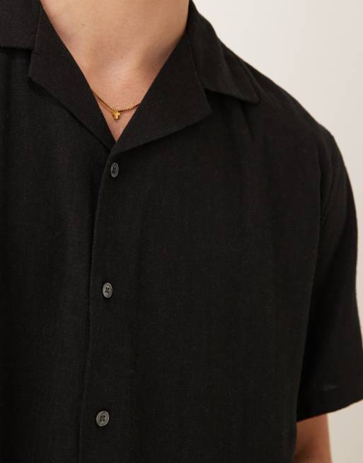Abercrombie & Fitch - Chemise à manches courtes en lin - Noir, 4 de 4
