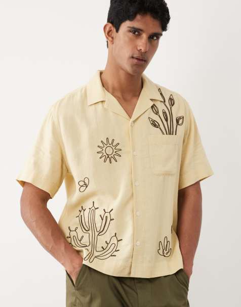 Abercrombie & Fitch - Chemise brodée à manches courtes - Jaune - view 1