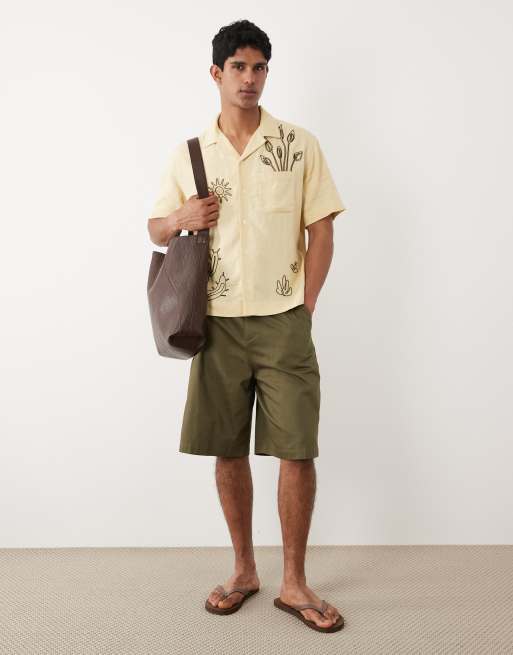 Abercrombie & Fitch - Chemise brodée à manches courtes - Jaune, 2 de 5