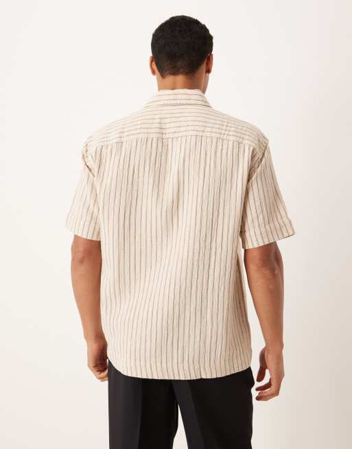 Abercrombie & Fitch - Chemise courte en popeline à manches courtes - Beige, 3 de 5