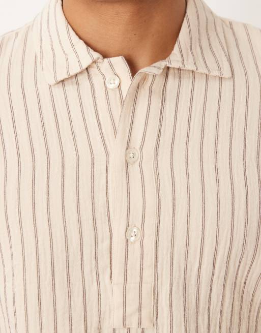 Abercrombie & Fitch - Chemise courte en popeline à manches courtes - Beige, 5 de 5