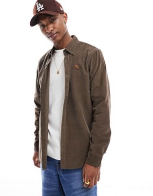 Abercrombie & Fitch icon logo relaxed fit cord shirt in brown - ASOS Price Checker