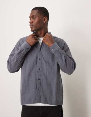Abercrombie & Fitch - Chemise décontractée et texturée à manches longues - Bleu marine - view 1