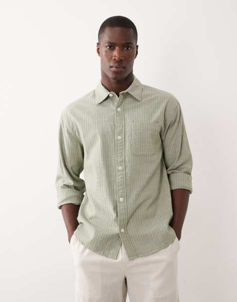 Abercrombie & Fitch - Chemise en crépon à manches longues - Kaki - view 1