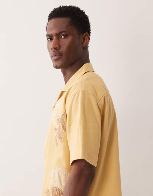 Abercrombie & Fitch - Chemise manches courtes à fleurs - Jaune, 4 de 5