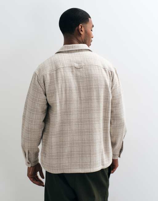 Abercrombie & Fitch chemise oversize à carreaux crème, 5 de 10