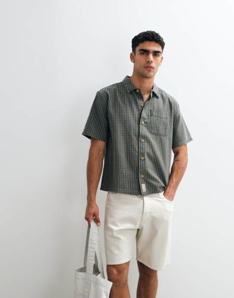Abercrombie & Fitch - Chemise oversize à manches courtes et petits carreaux - Vert - view 1